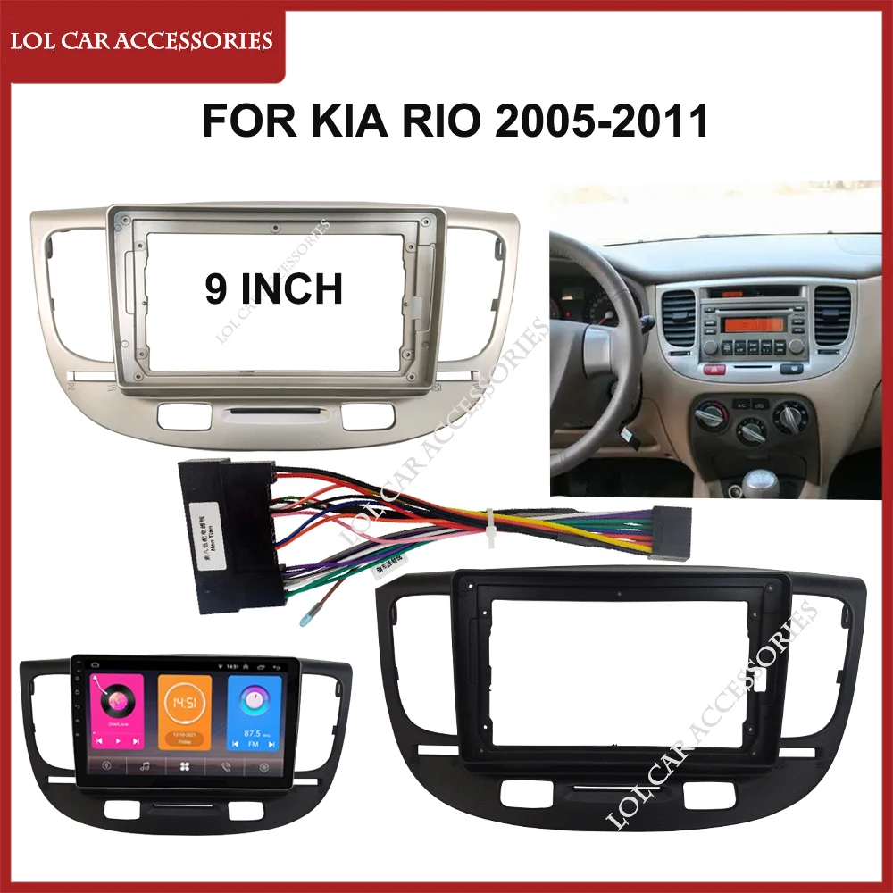 

9 Inch Car Radio Fascias For KIA Rio 2005-2011 Stereo Installation 2 Din Panel Trim Kit Dash Frame DVD Gps Mp5 Android Player