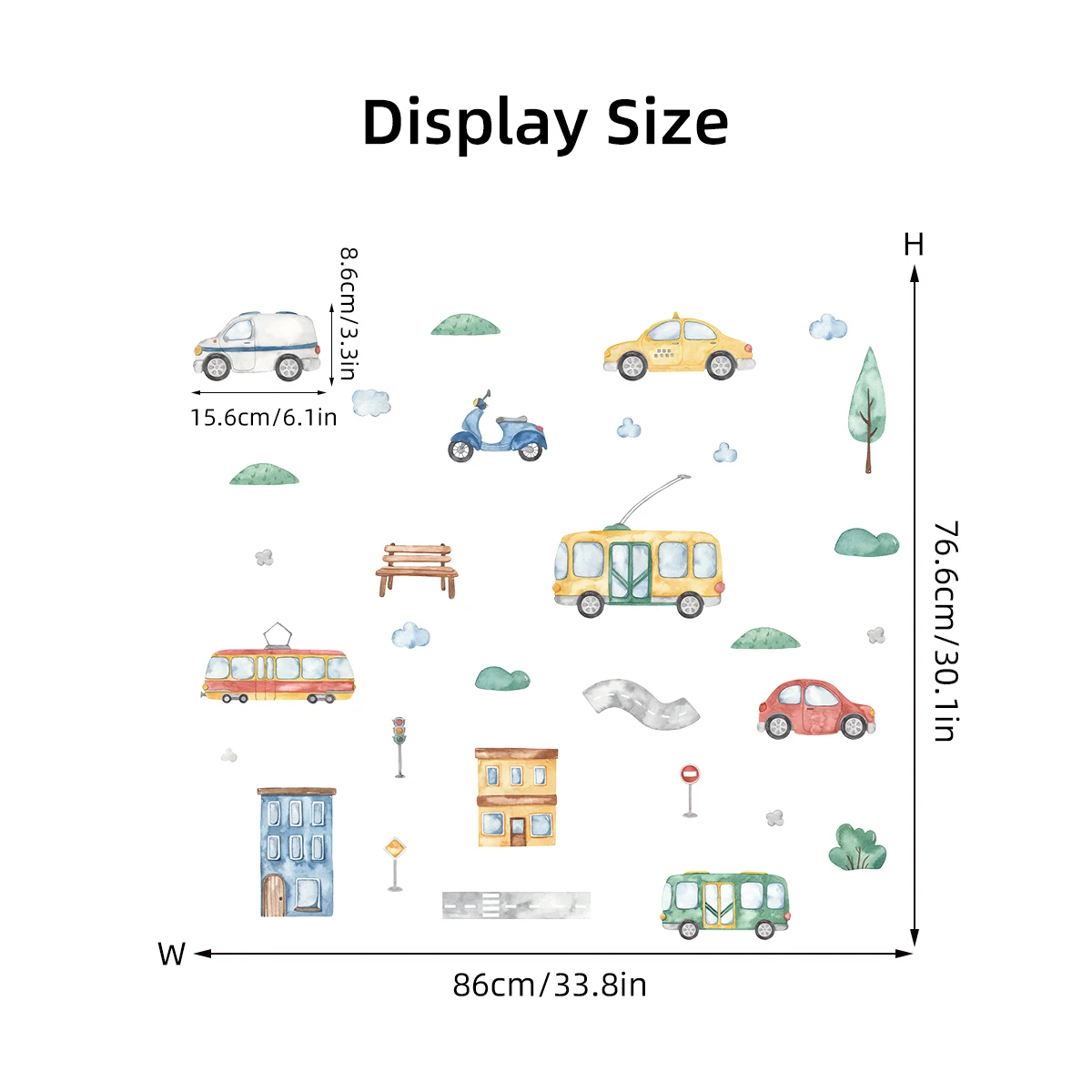 Автомобильные наклейки на стену с мультяшным деревом автобусом для детской