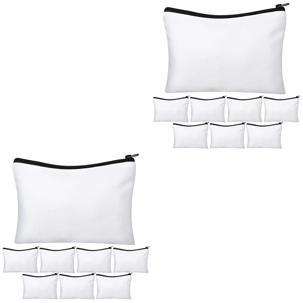

16 Sets Sublimation Makeup Bag Case Handbag Travel Bags Cosmetics Pu Canvas Zipper Pouch Bulk Organizer