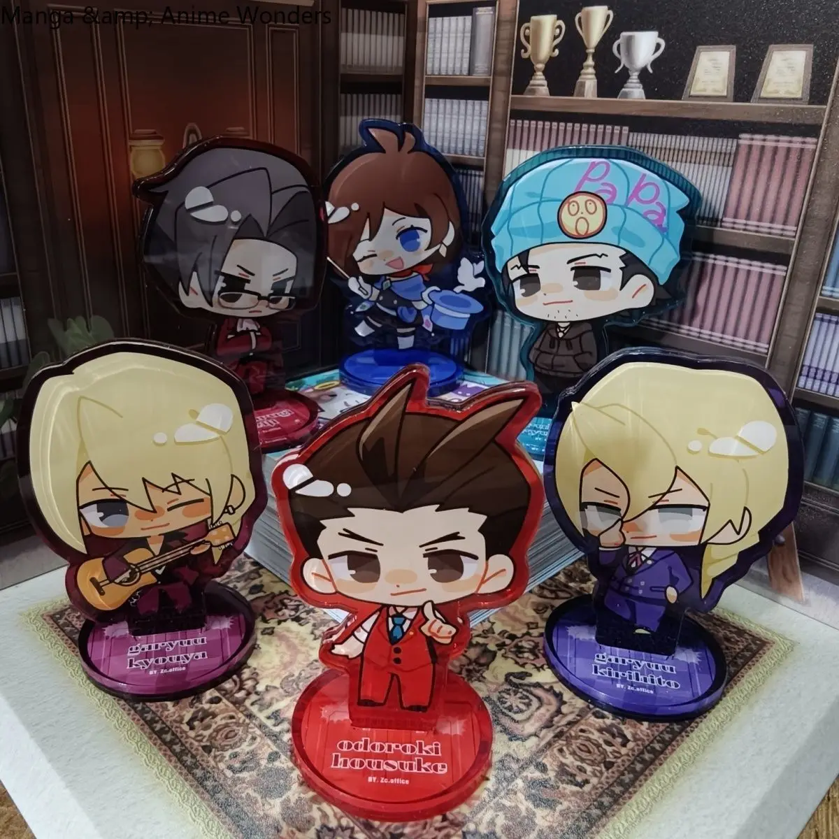 Фото Магнит на холодильник с персонажами Ace Attorney: Майлс Эджворт, Феникс Райт. Акриловая подставка-миниатюра. Подарок на Хэллоуин. №2