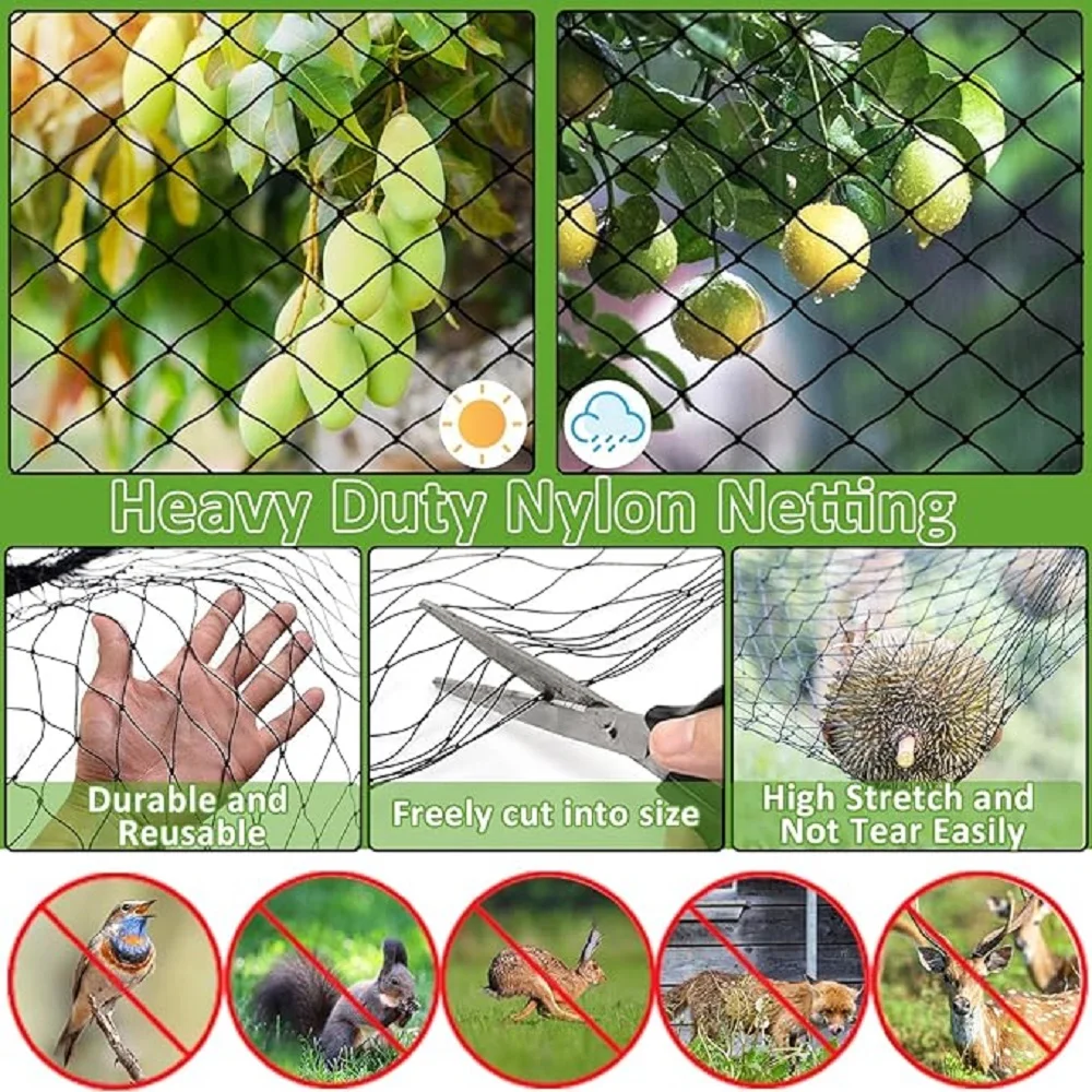 Большая садовая сетка для предотвращения птиц нейлоновый материал черный цвет
