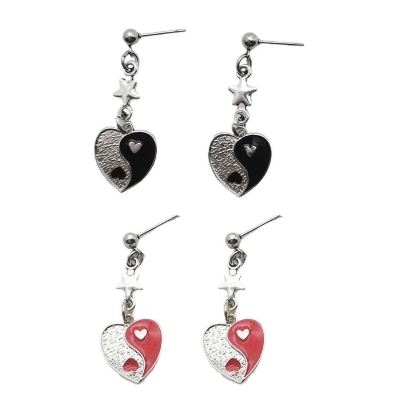 

Love Pattern Pentagram Earrings Hip-hop Punk Geometric Cold Style Ear Jewelry