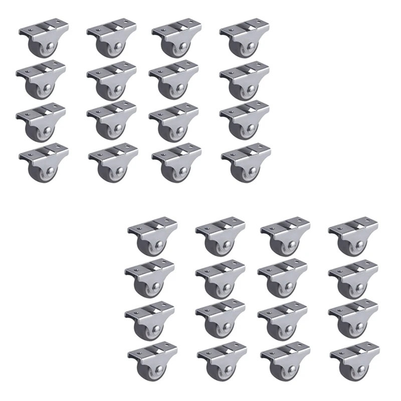 

32PCS TPE Caster Wheels Duty Fixed Casters With Rigid Non-Swivel Base Ball Bearing Trolley Wheels Top Plate 1 Inch