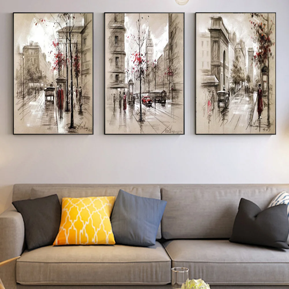 

Abstract Paris Street Landscape Oil Painting Art On Canvas Prints Vintage Wall Decor Poster Pictures For Living Room Cuadros