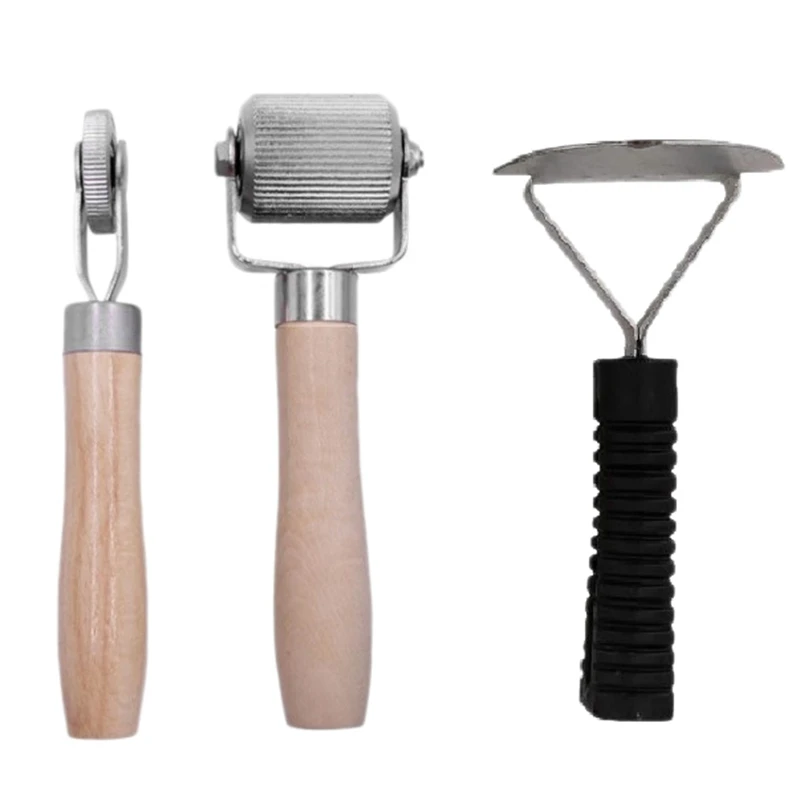 

3 Pcs Soundproof and Heat Insulation Metal Kit Car Muffler Scraper Wooden Handle Roller Fittings Tool