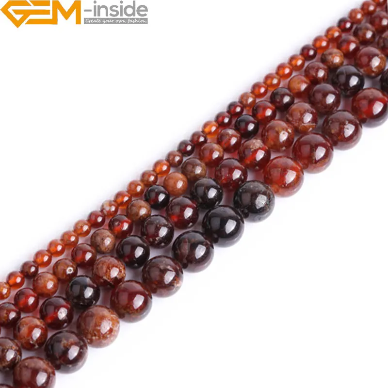 4mm-10mm Natural Stone Orange Garnet Round Polished Spacer Beads for Making Jewelry Adult Bulk 15 inch Whlolesale GEM- inside