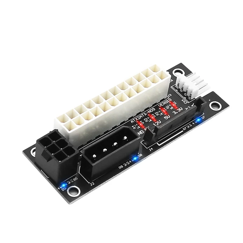

4 в 1 двойной блок питания Molex 4Pin/SATA/ATX 6Pin/4Pin, несколько адаптеров питания, синхронная плата питания с 2 блоками питания со светодиодом
