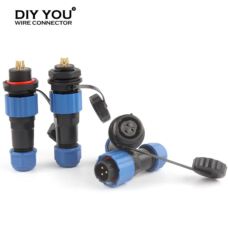 SP21 IP68 Nut/Docking/Flange Type Waterproof Connector Aviation male female plug socket Outdoor equipment power cable connectors