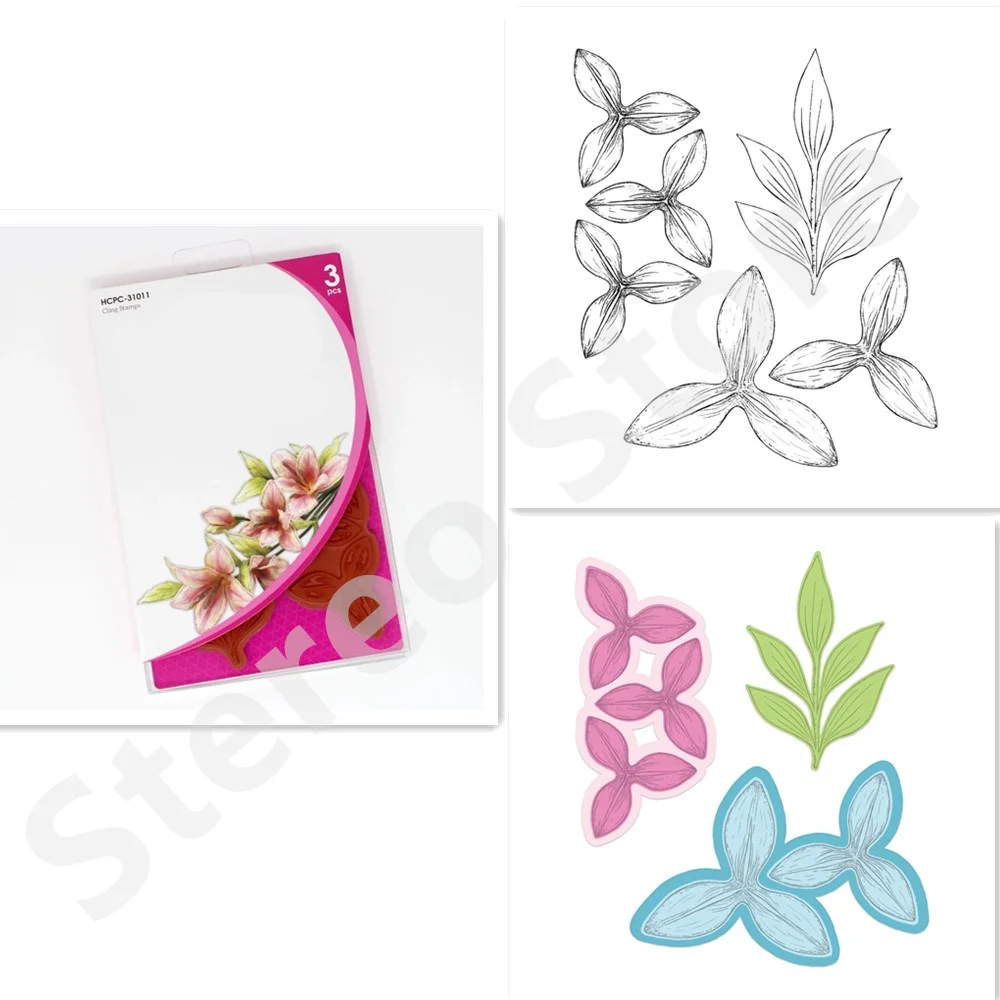 

Garden Lily Metal Cutting Dies And Clear Stamps For Scrapbooking Template Photo Album Embossed Paper Card Decoration Craft New