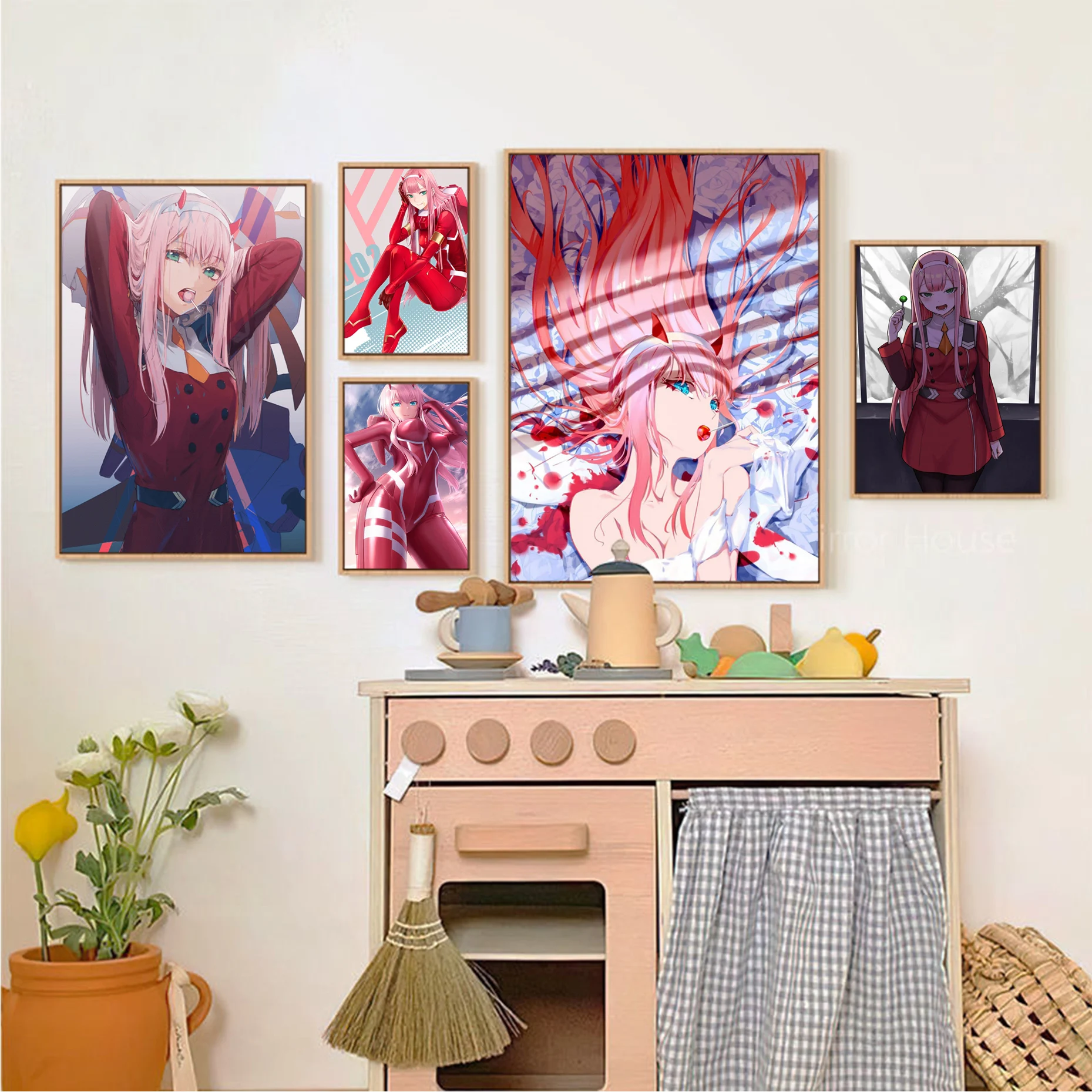 

Zero Two Darling In The Franxx Anime Poster Vintage Posters Sticky Retro Kraft Paper Sticker DIY Room Bar Cafe Kawaii Room Decor