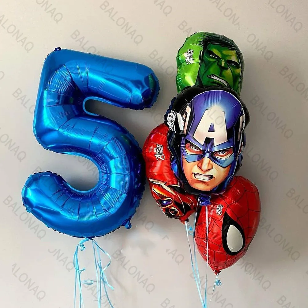 

5 шт. голова супергероя Мстители фольга майлар фотожелезный человек Халк Капитан Америка украшения для дня рождения Детские принадлежности