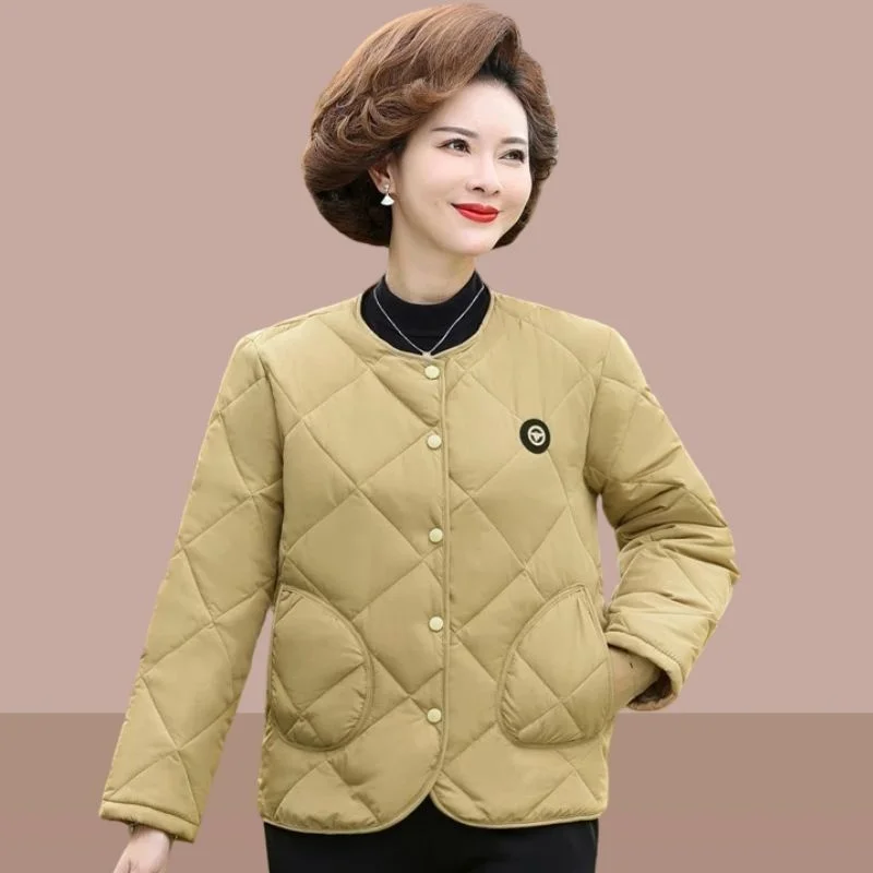 Lightweight down cotton jacket for women in autumn and winter loose large Korean version Lingge single breasted cotton clip new