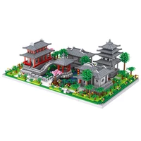 world architecture yard garden temple lake tree diy mini diamond blocks bricks building toy for children gift