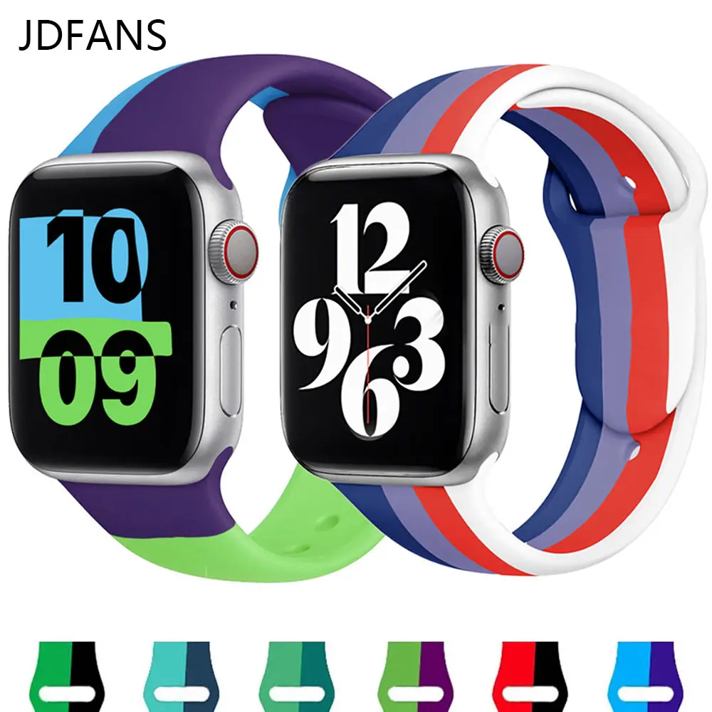 

Soft Silicone Sport Band for Apple Watch SE 7 Series 44MM 40MM rubber Watchband Strap on smart iWatch 654321 42MM 38MM bracele