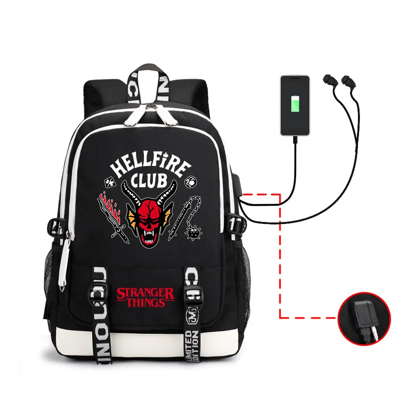 

TV Series Stranger Things 4 Hellfire Club Cosplay Eddie Munson Backpack Polyester Handbags Student Schoolbag Unisex Shoulder Bag