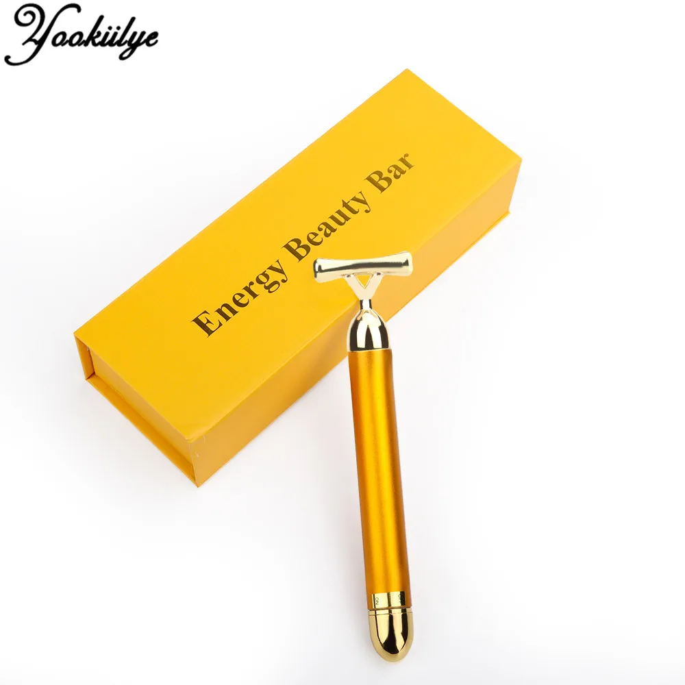 

24k Gold Facial Lifting Roller Energy Beauty Bar Vibration Massager Face Slimming Anti-wrinkle Skin Tightening Y-Shaped Stick