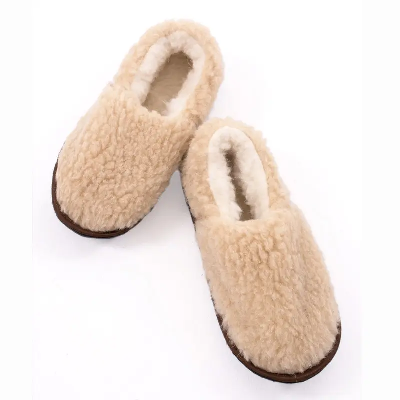 Полуботы из овечьей шерсти WOOLLAMB "КАРАМЕЛЬ" - домашние тапочки меховые овчины