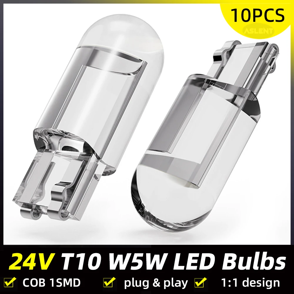 Фото 10X 24V W5W LED T10 Автомобильные фонари COB Внутренние лампы Индикаторная лампа для чтения грузовиков Инженерные транспортные средства Механические вилочные погрузчики №1