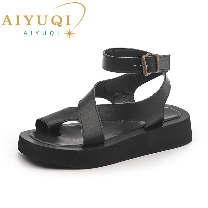 

Women Summer Sandals 2023 New Genuine Leather Ladies Sandals Flat Fashion Sandals Women