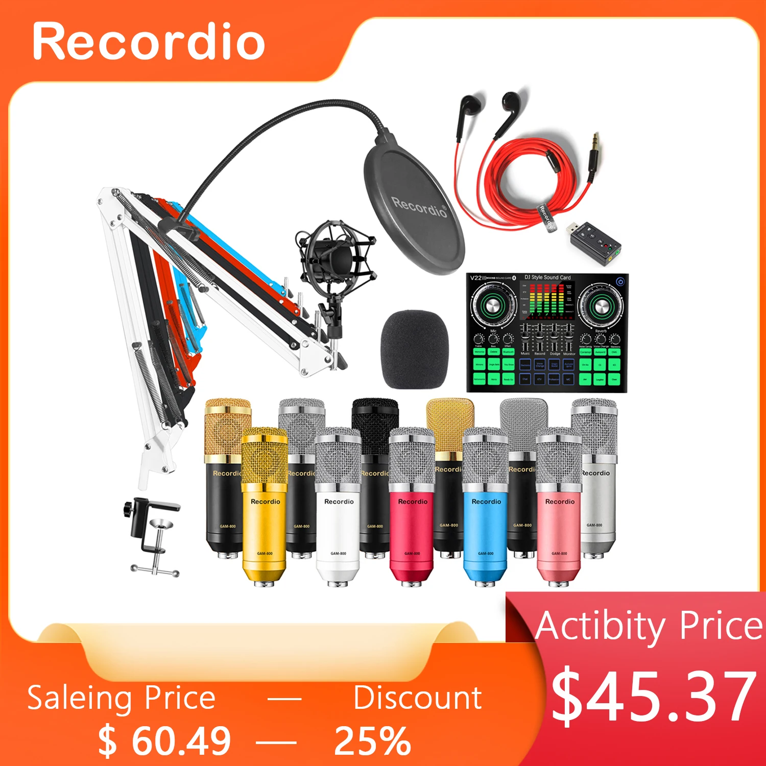 

Студийный конденсаторный микрофон для караоке с функцией записи