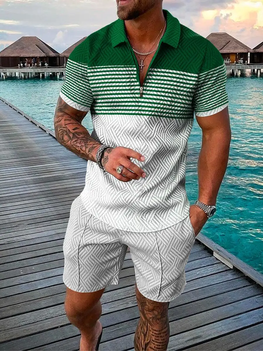 

Men's Summer Upscale Clothing Casual Fashion Polo Shirt Set Business Style Outfit Golf Vintage Tracksuit Oversized Sportswear