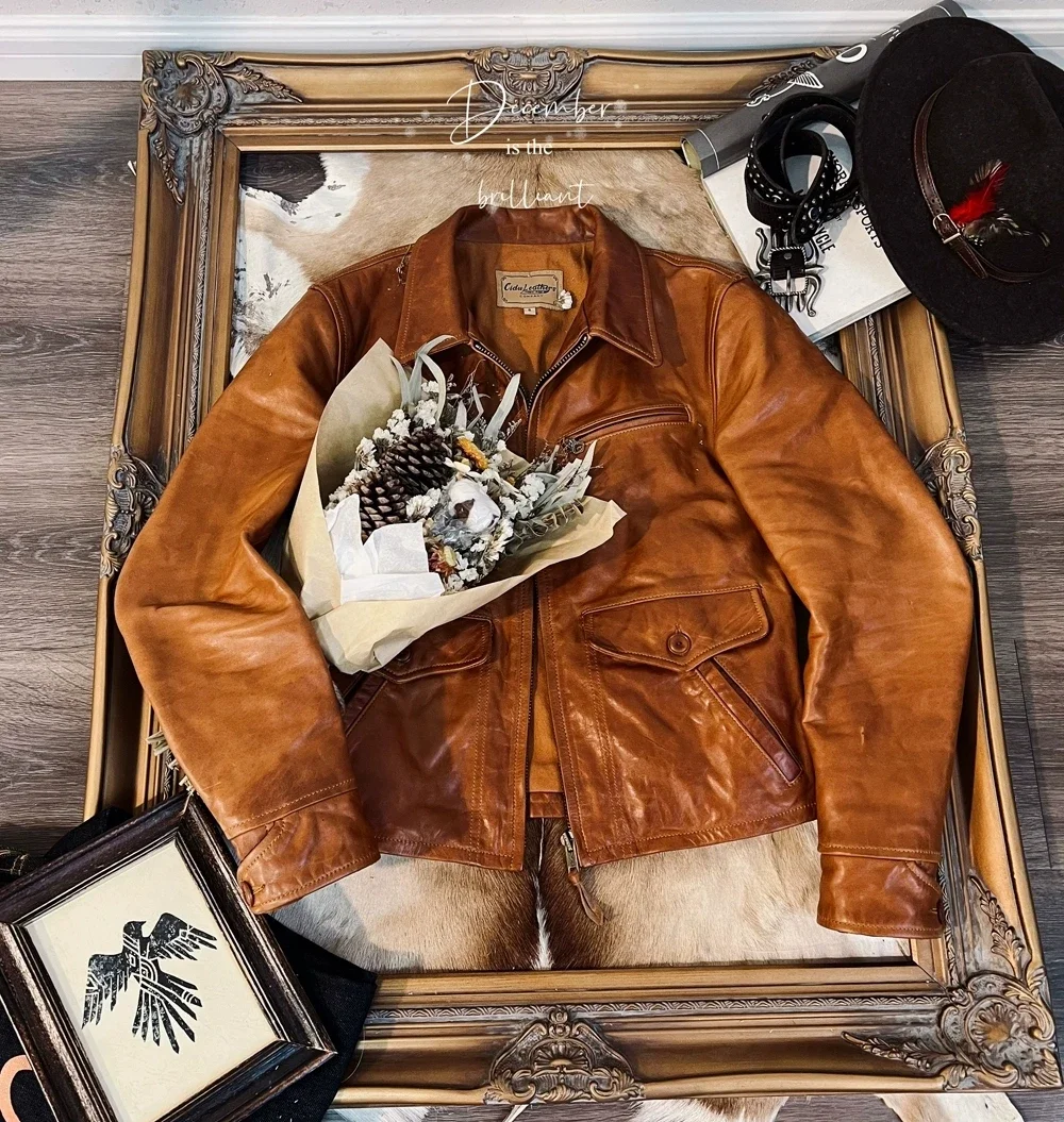 Мужская приталенная винтажная куртка CDC945 Cidu из натуральной итальянской