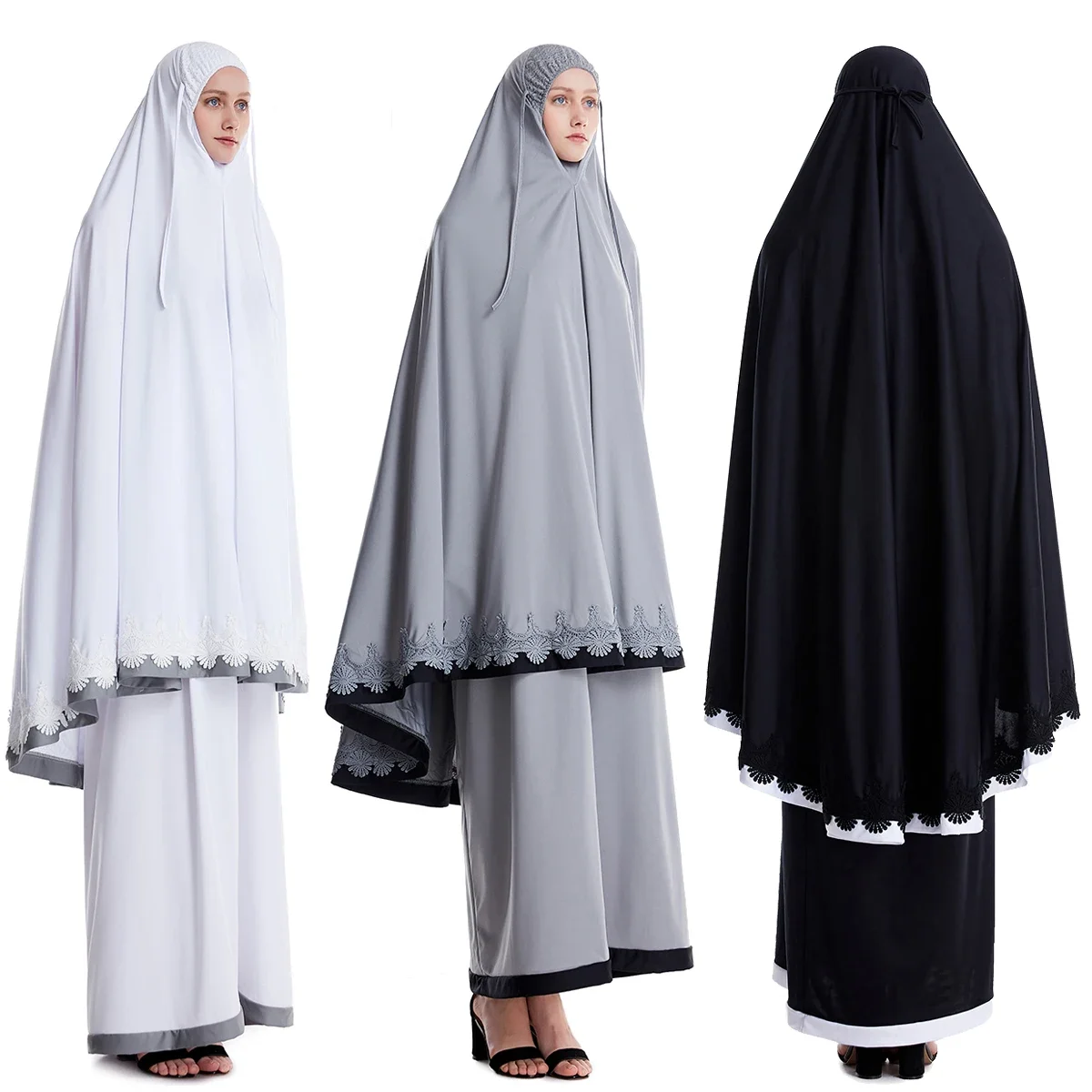 2025 Namaz Long Khimar Muslim 2 Piece Set Hijab Dress Formal Prayer Garment Sets Women Abaya Eid Jurken Djellaba Abayas Ramadan