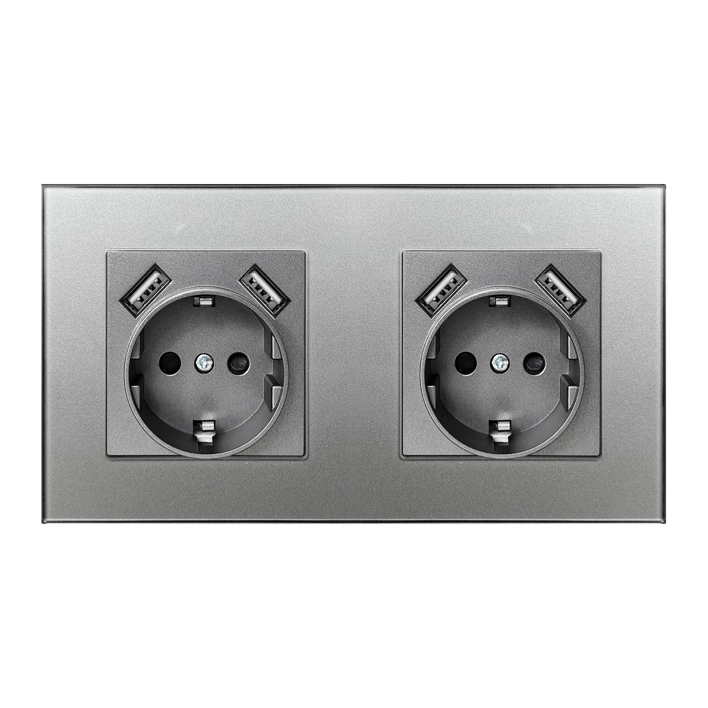 

UBARO Стандартная серая настенная розетка из закаленного хрусталя ЕС с USB 5 В 2100 мА, домашние розетки AC100-250 В, 16 А