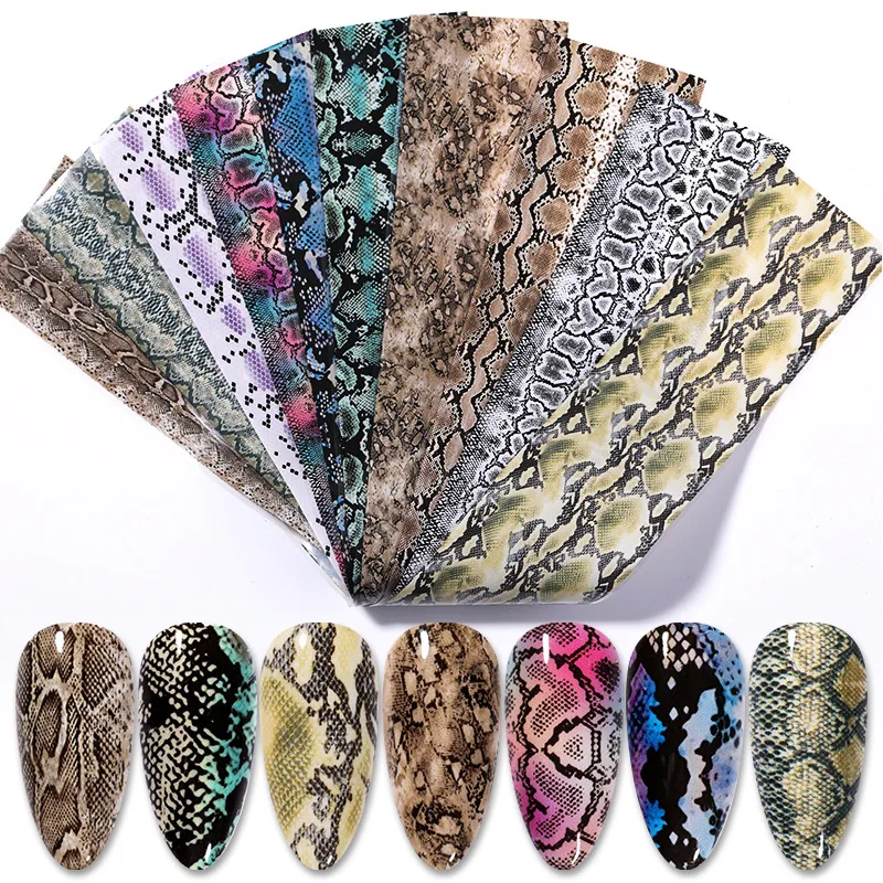 

Snake Print Nail Foils Leopard Wild Animal Skin Transfer Sticker Sexy Slider Starry Sky Gel Polish Wrap Decoration Nail Decal