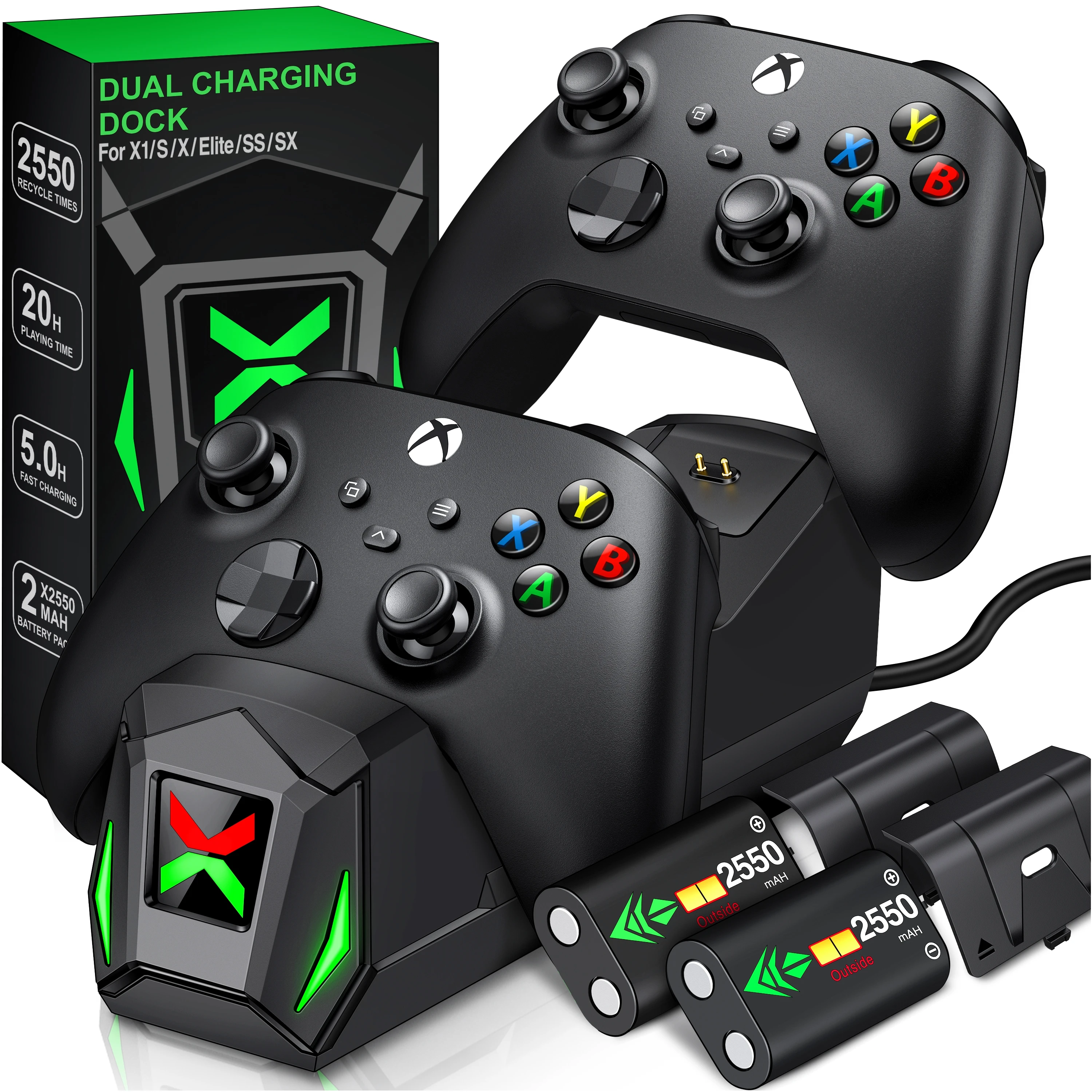 Dual Cargador rápido para Xbox One X S/serie X Elite Xbox/S inalámbrica...