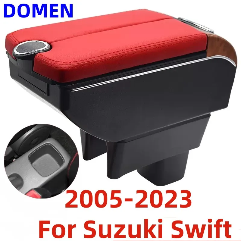 

New Storage Box For Suzuki Swift armrest box Interior Parts Car With Retractable Cup Hole Large Space Dual Layer USB