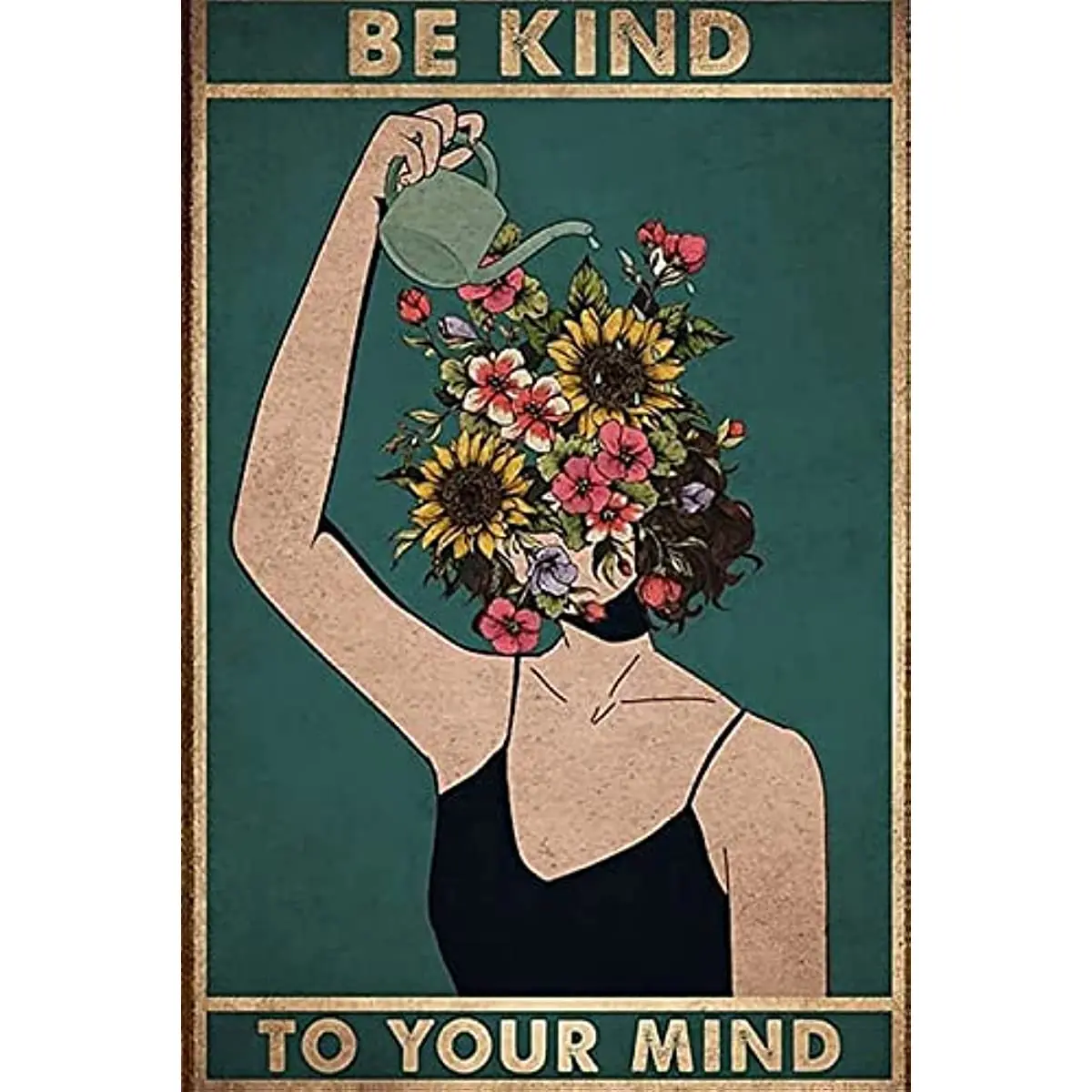 

Metal Vintage Tin Sign Be Kind to Your Mind, Land Lady Gift, Floral Woman Gift for Plant Lovers Funny Retro Wall Art Sign
