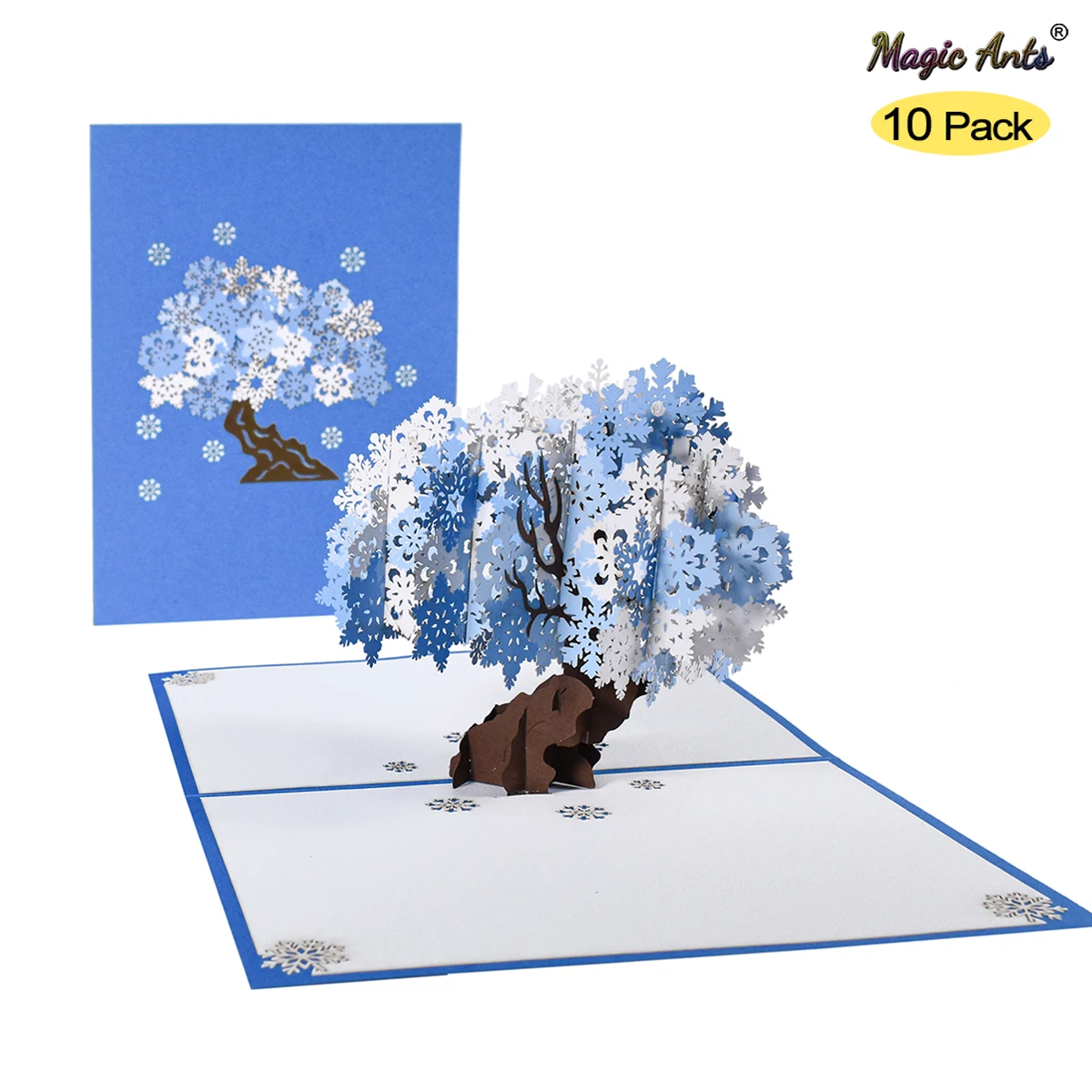 

10 Pack 3D Winter Holiday xCard Chrsitmas Snowflake Tree Xmas xGreeting Pop Up Card for New Year Gift