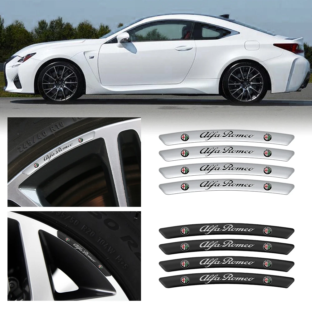 

3D Metal Aluminum Wheel Hub Rims Racing Decal Sticker For Alfa romeo Giulia Stelvio MiTo Giulietta Tonale 147 156 159 166 GT 4C