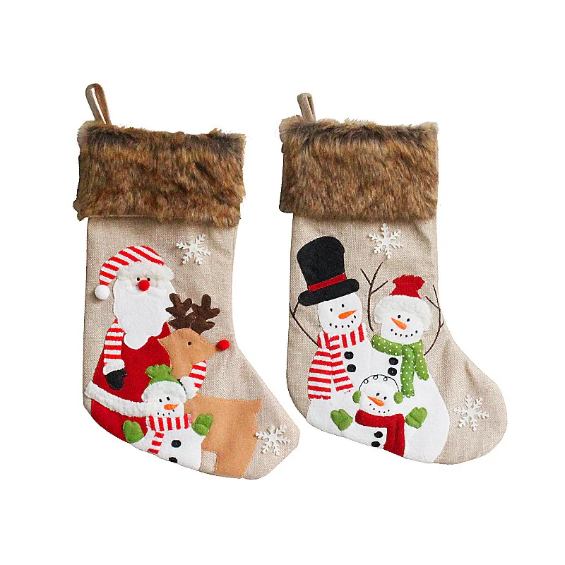 

Plush Christmas Socks for Elderly, Snowman, Elk, Candy Bag, Embroidered Gift Socks, Christmas Tree Gift Pendant