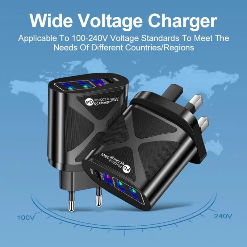 

Universal 3-port Charger Usb Fast Charging Pd Charging Head 36w Travel Charging Mobile Phone Charger Phone Accessories Portable