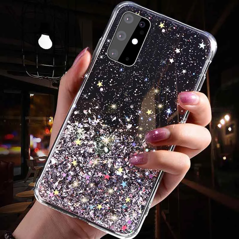 For Samsung Galaxy A51 A20 A30 A40 A50 A60 A70 A10S A20S A30S A01 A21 A72 A71 A10 Case Glitter Star Sequin TPU Silicone Cover