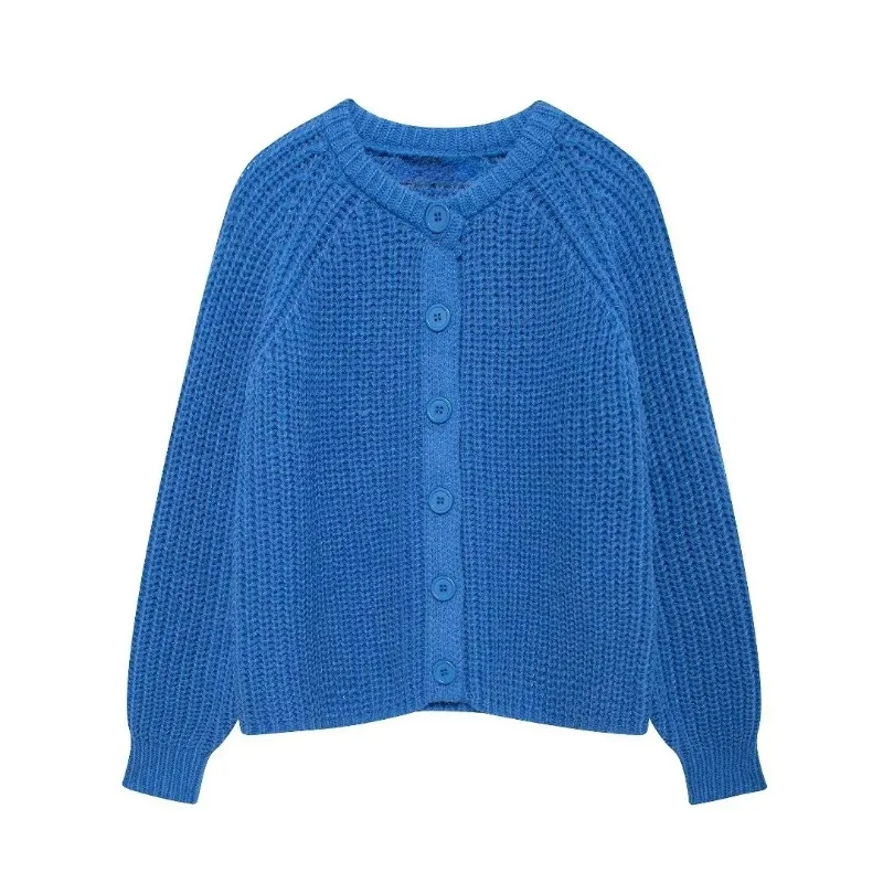 Осенние мягкие вязаные кардиганы 2024 новые женские ретро свободные с круглым