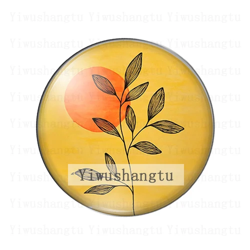 Fashion Tropical leaves art painting 12mm/18mm/20mm/25mm Round photo glass cabochon demo flat back Making findings |