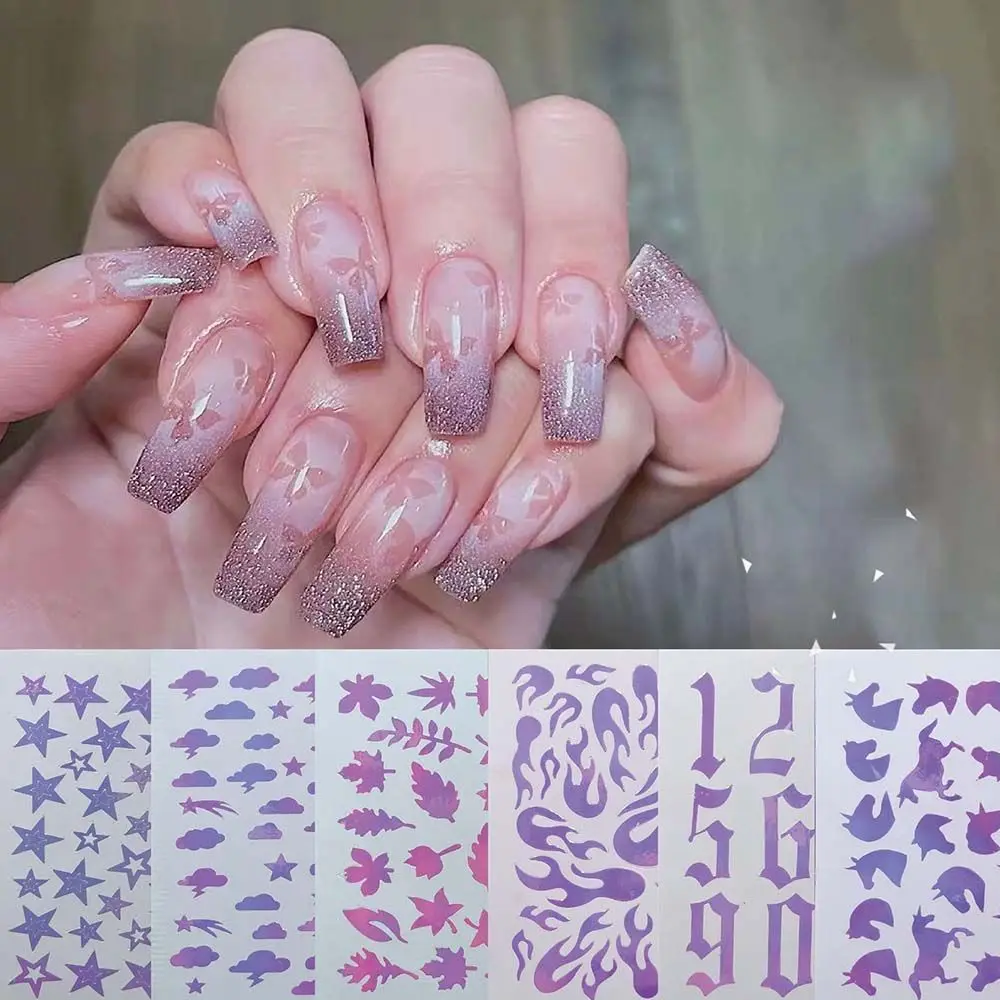 

Manicure Snowflake Heart Spray Paint Nail Sticker Hollow Nail Decals Spray Template Sticker Airbrush Nail Art Stencils