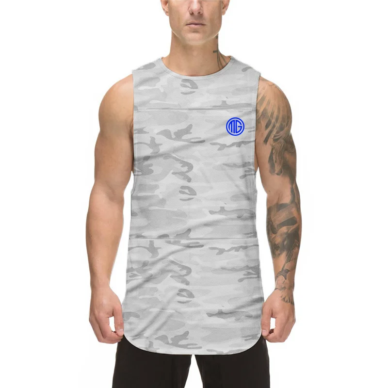 

Camouflage Mesh Vest Casual Men's Casual Tank Top Breathable Bodybuilding Gym Sleeveless Men Fashion Crew Neck Fitness Singlet