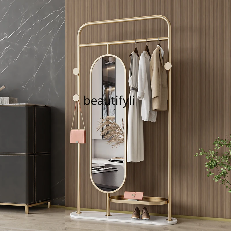 

LBX Dressing Mirror Full Body Floor Mirror Coat Rack Integrated Rotatable Fitting Mirror Multifunctional