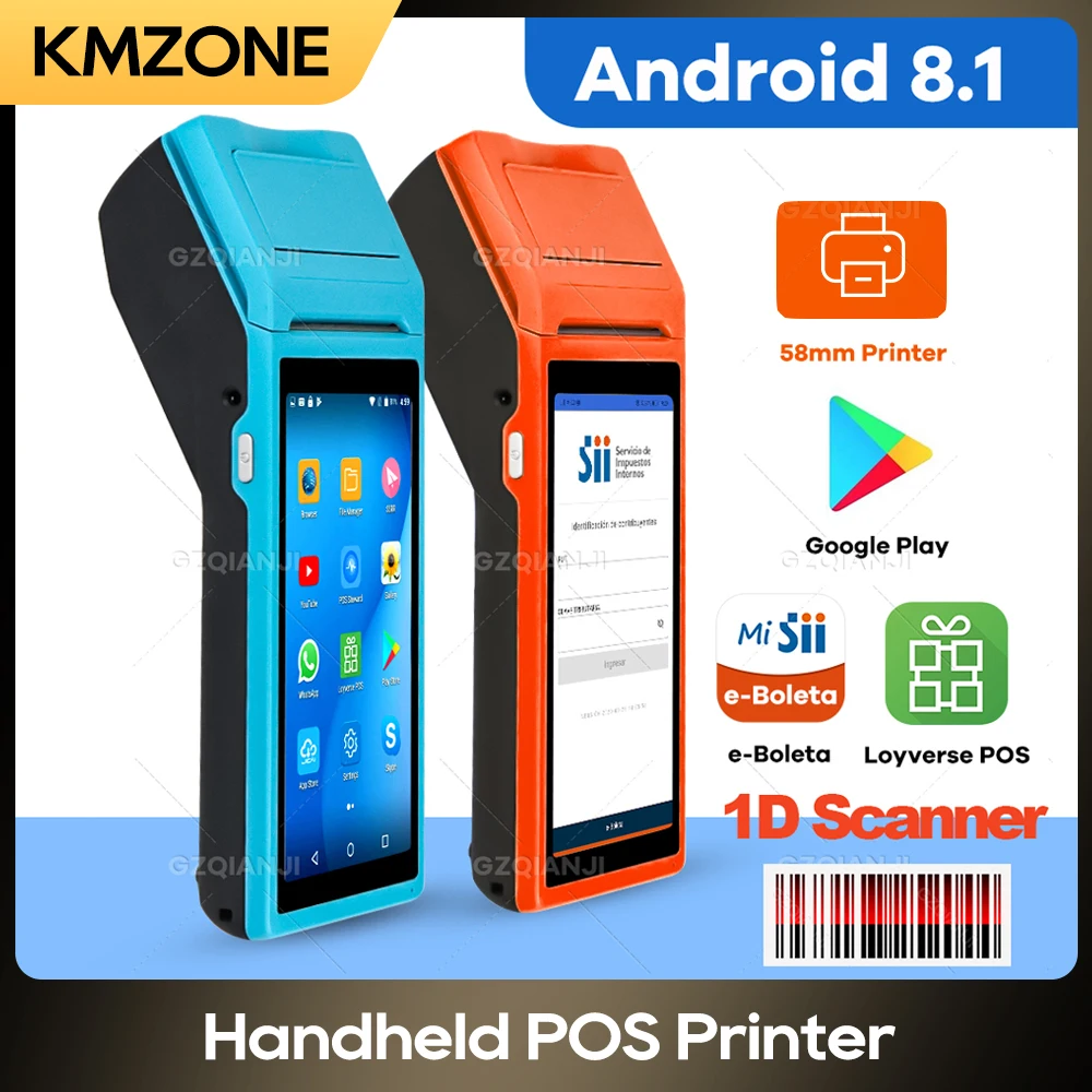 

Android Handheld POS Printer with 1D Barcode Scanner NFC TF Card All In One 58mm Receipt Bill Printing Bluetooth Wifi Impressora