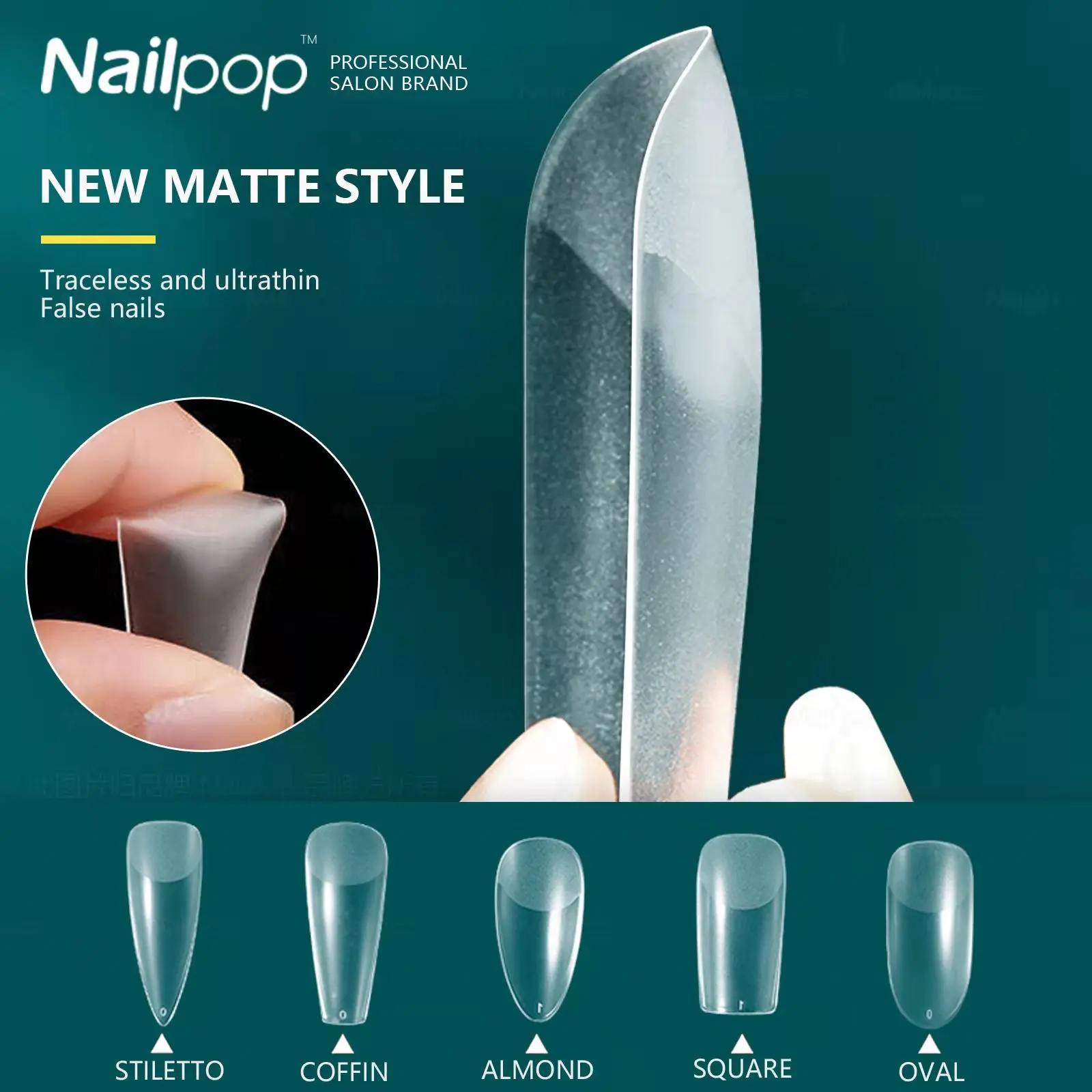 

Nailpop Fake Nails Press on Nails with Designs Coffin Acrylic False Full Cover Nails Tips Capsule Art Accessories 120/240pcs
