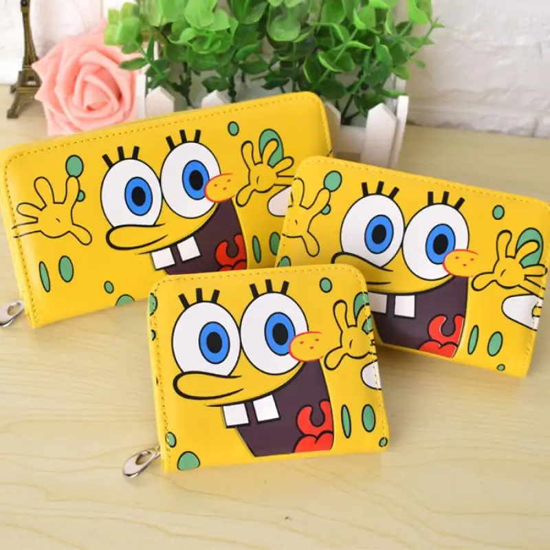 

Spongebob Squarepants Lady's Wallet Cute Cartoon Zipper Money Clip Coin Purse Card Package Kawaii Anime Plush Toy for Girl Gift