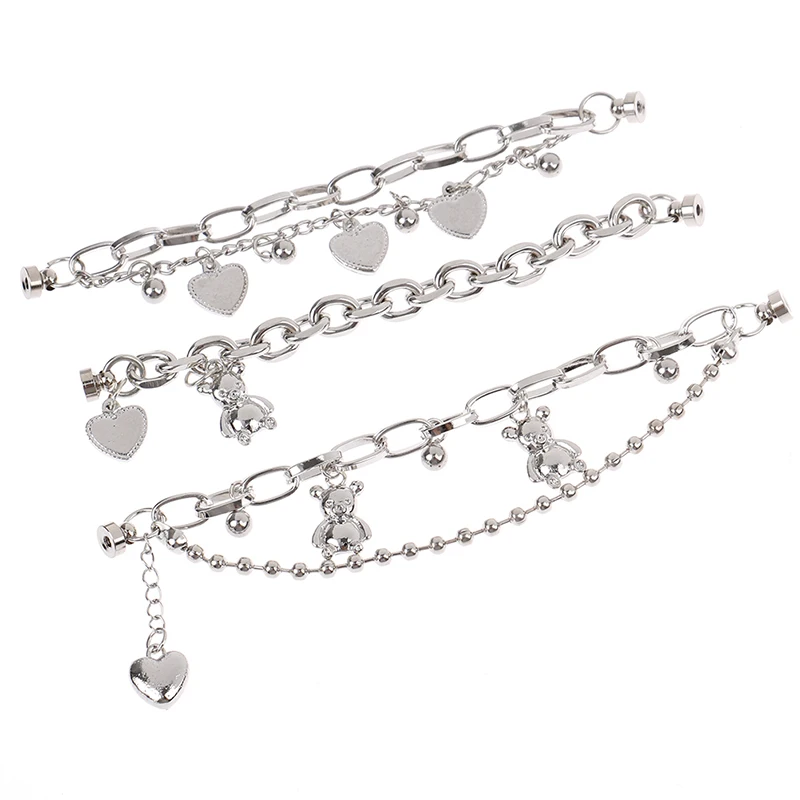 

1pc Metal Chain Love Bear Bracelet Diy Mobile Phone Shell Jewelry Accessories Mobile Phone Beauty Decoration Chain