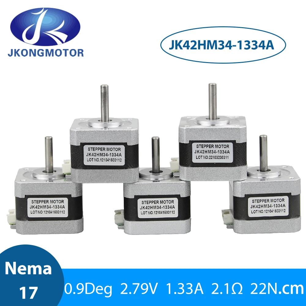

Шаговый двигатель Jkongmotor 42 мм, Nema 17, 0,9 градусов, JK42HM34-1334A 22 нм, см, 4 провода, 34 мм, шаговый двигатель для 3D-принтера XYZ