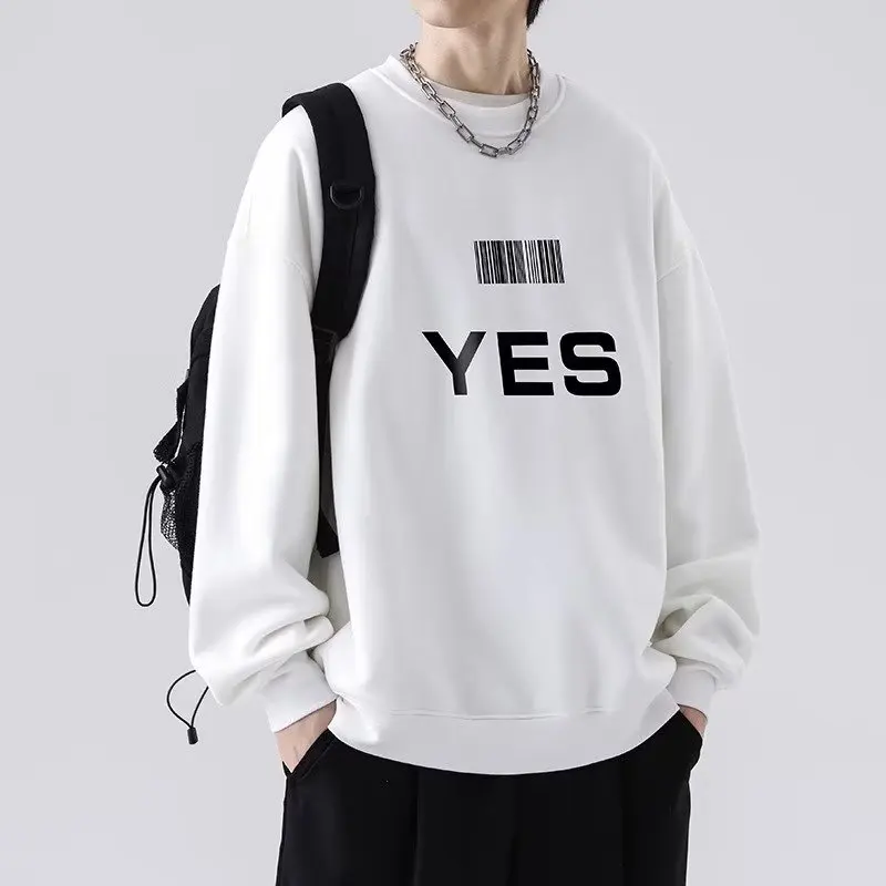 Мужская хлопковая толстовка с длинным рукавом и воротником-стойкой