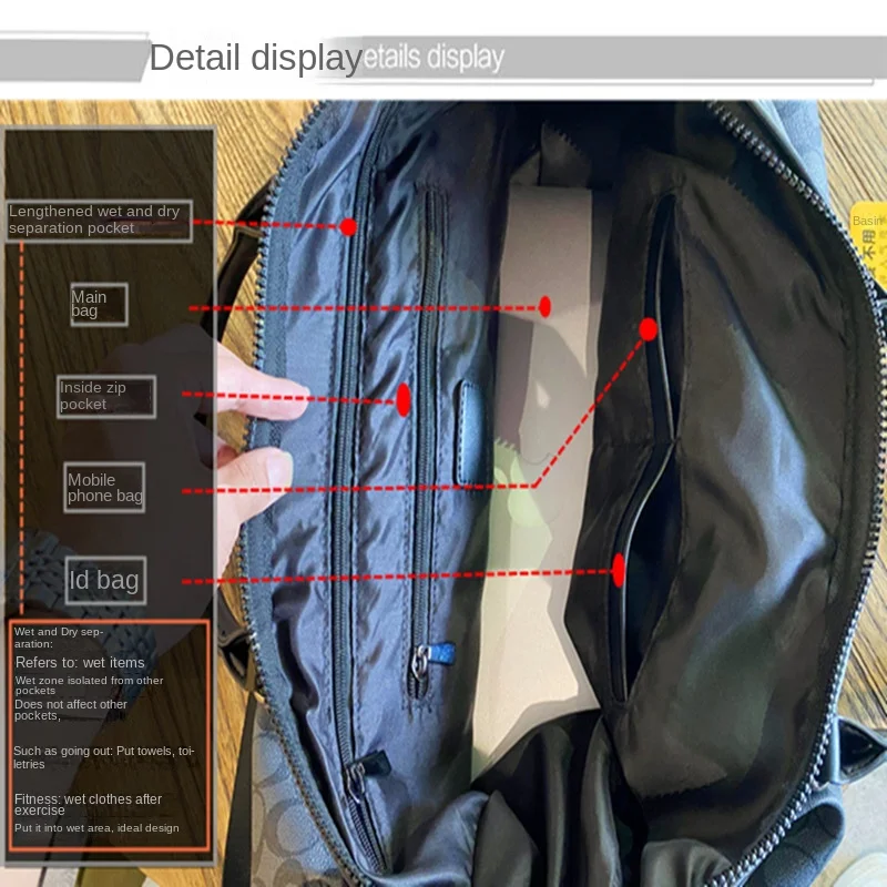 Business men and women on board package bag portable short-distance travel bag high-capacity package dry wet depart exercise