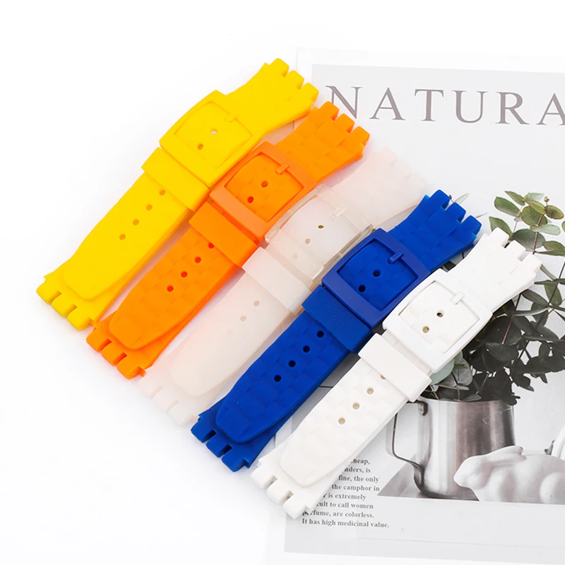 

Watch Accessories Suitable for swatch suub101 suuw101 suuo100 Soft silicone 21mm needle buckle men's and women's watchband